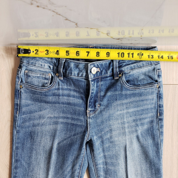 WHBM Jeans Womens 2 Slim Crop Flare Demin Capri Slits Low Rise Western Y2K Pants - Picture 5 of 14